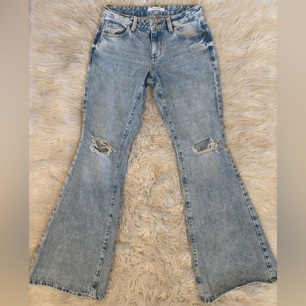 Pacsun Ripped Low Rise Flare Jeans